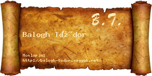 Balogh Tódor névjegykártya